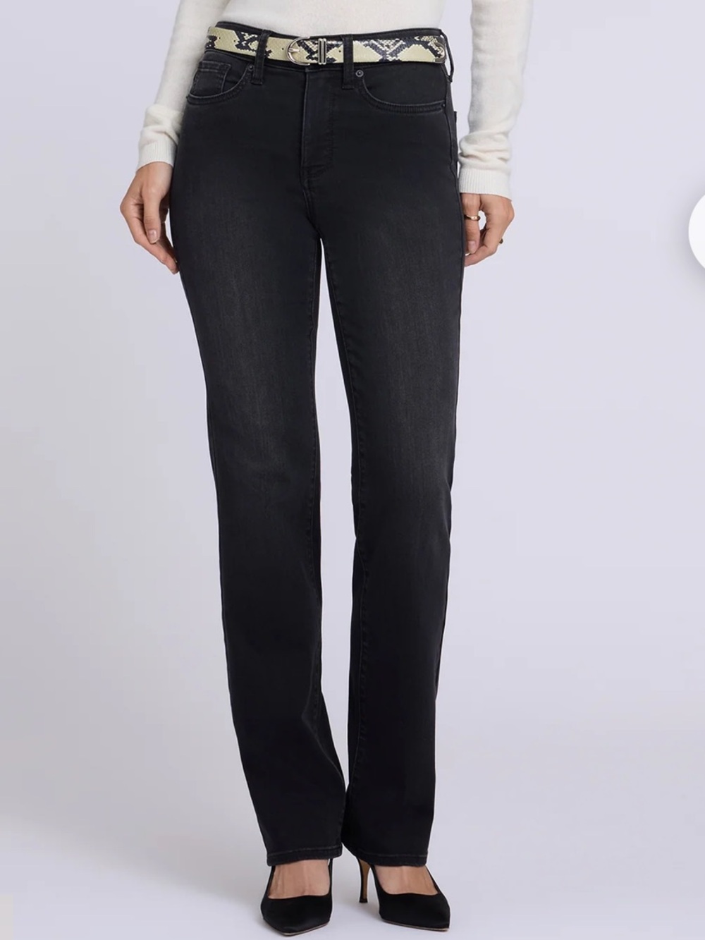 NYDJ Black Marilyn Straight Leg Jeans Size 12P